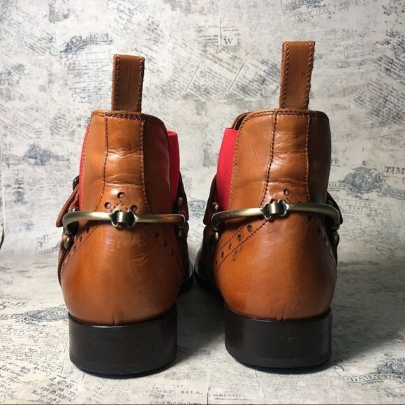 Pertini brown leather booties with red elastic - Picture 6 of 16